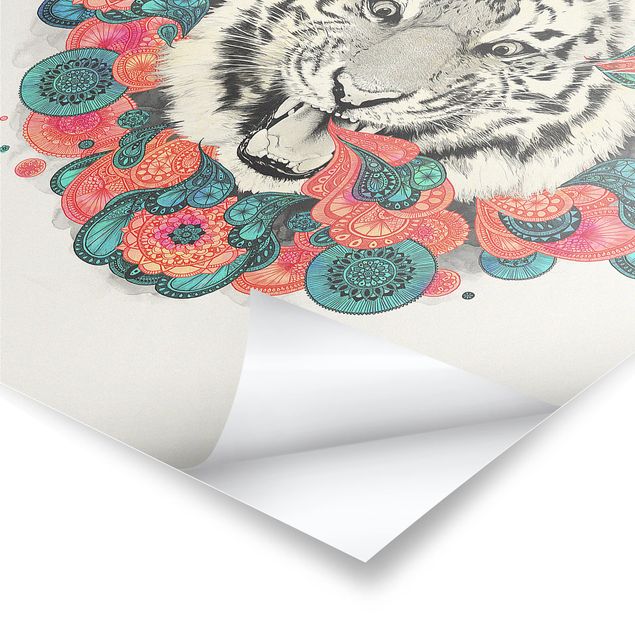 Billeder Laura Graves Art Illustration Tiger Drawing Mandala Paisley