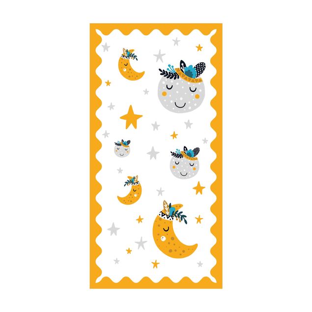 farverige tæpper Sleaping Friends Moon And Stars With Frame