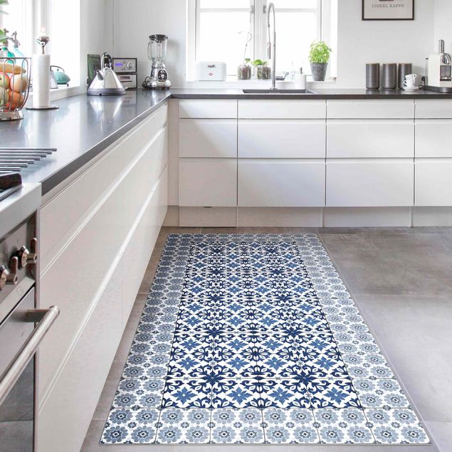 køkken dekorationer Moroccan Tiles Floral Blueprint With Tile Frame