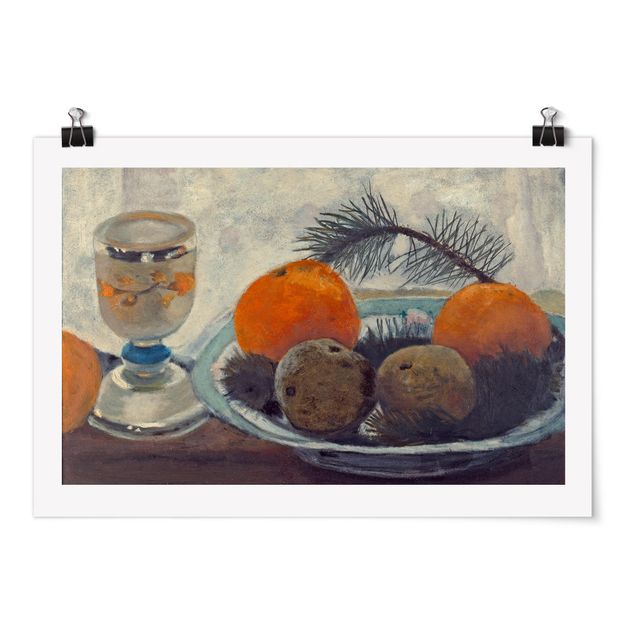 Plakater kunsttryk Paula Modersohn-Becker - Still Life with frosted Glass Mug, Apples and Pine Branch