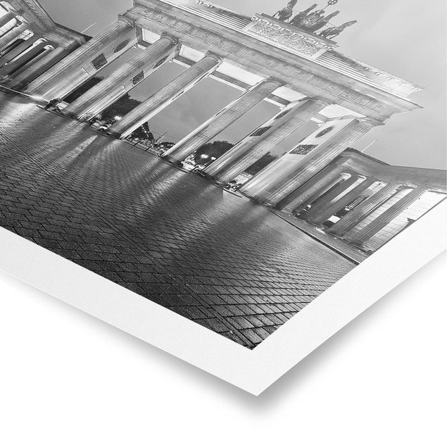 Plakater sort og hvid Illuminated Brandenburg Gate II