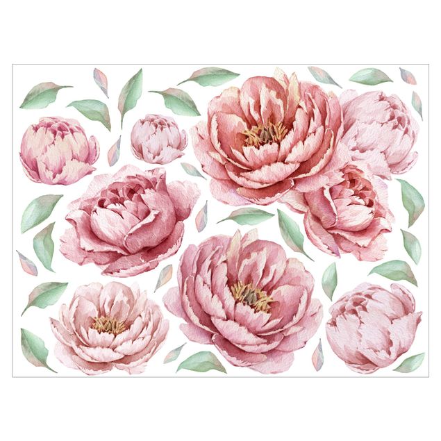 Wallstickers blomster Peony Set Rosé