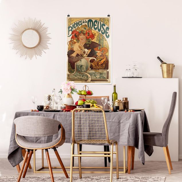 køkken dekorationer Alfons Mucha - Poster For La Meuse Beer