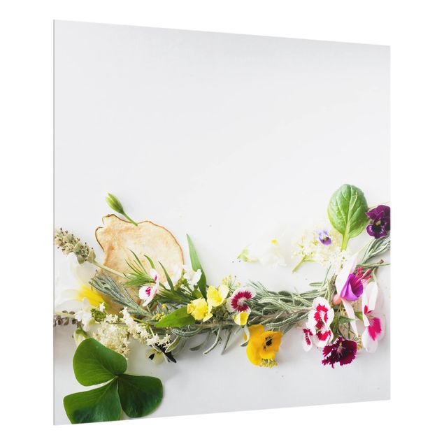 Stænkplader glas krydderier og urter Fresh Herbs With Edible Flowers