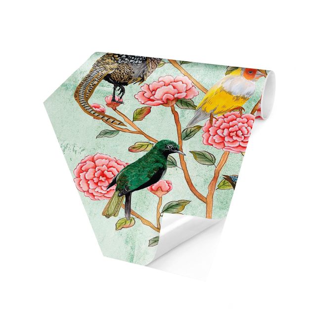 Moderne tapet Chinoiserie Collage In Mint II