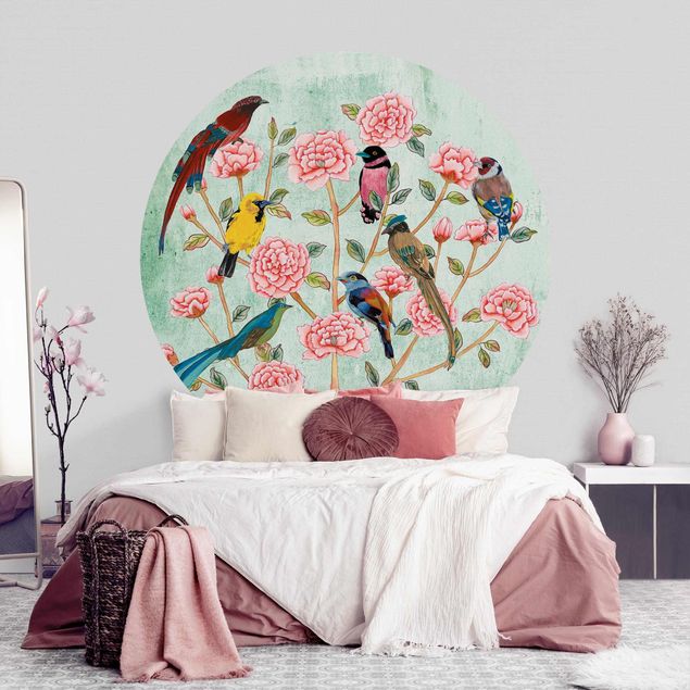 Tapet roser Chinoiserie Collage In Mint