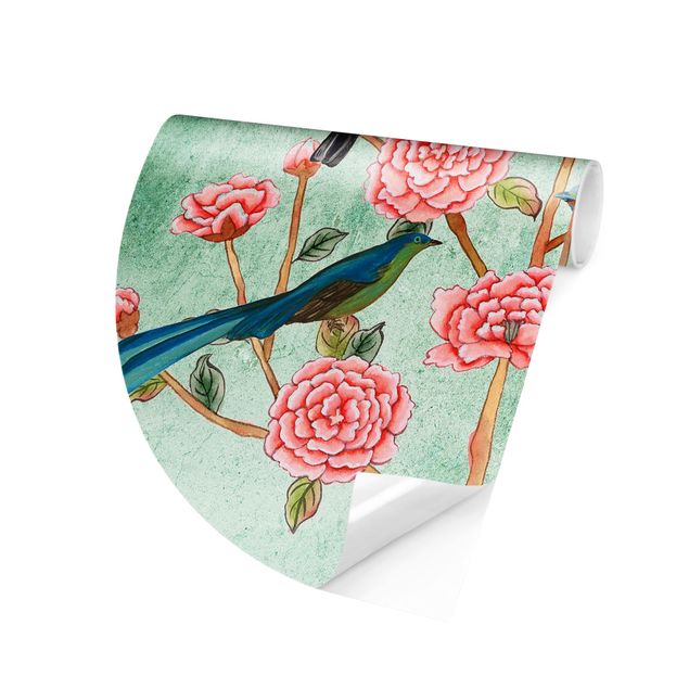 Fugle tapet Chinoiserie Collage In Mint