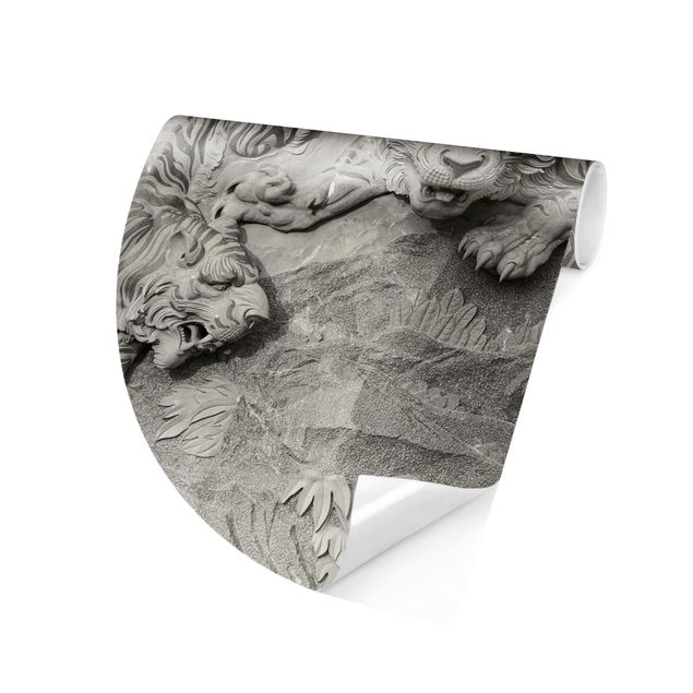 3d tapet Chinoiserie Tiger In Stone Look