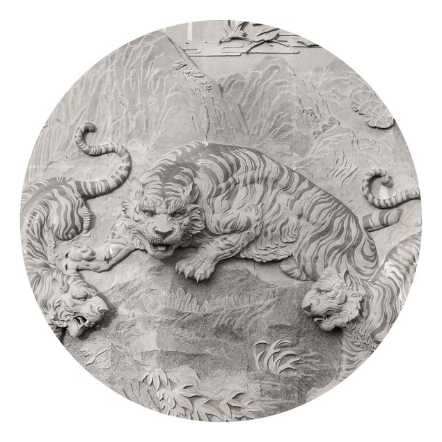 Tapet industriel Chinoiserie Tiger In Stone Look