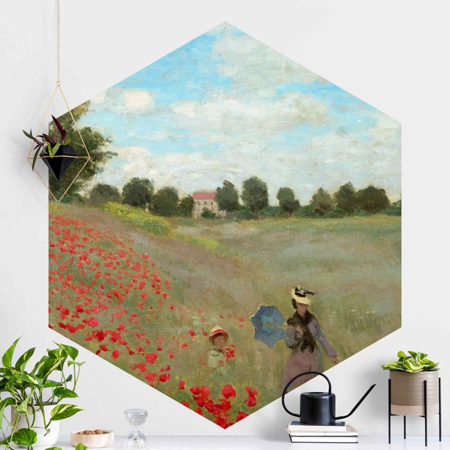 Tapet valmuer Claude Monet - Poppy Field At Argenteuil
