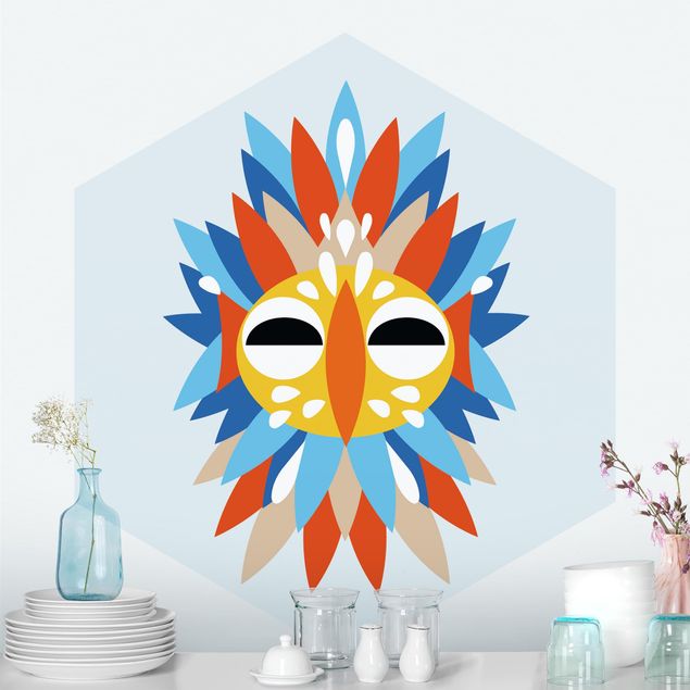 Tapet moderne Collage Ethnic Mask - Parrot