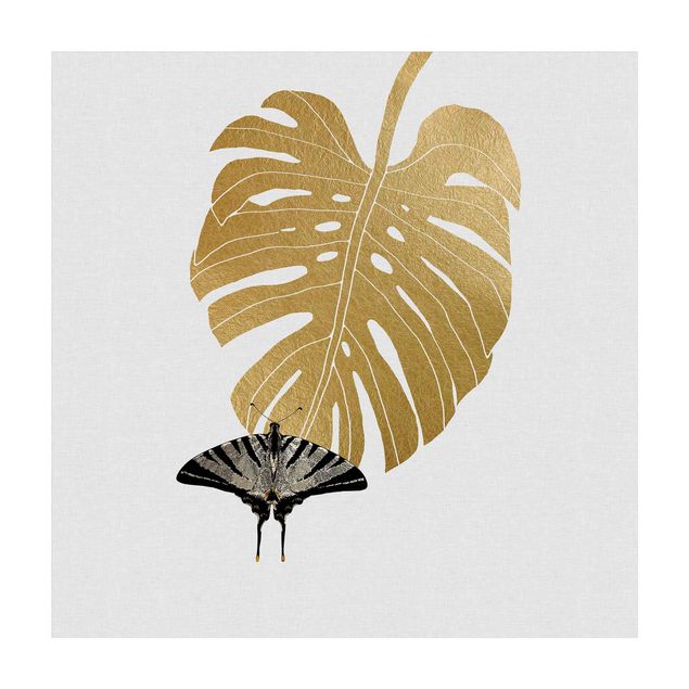 guld tæppe Golden Monstera With Butterfly