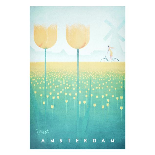 Magnettavler blomster Travel Poster - Amsterdam