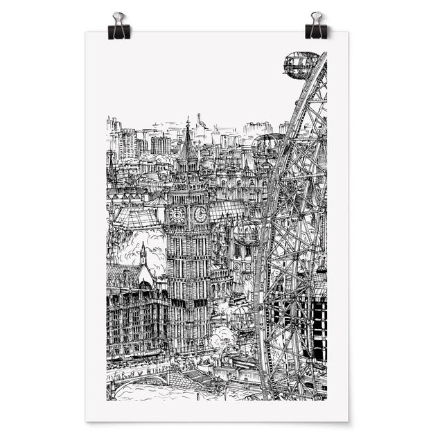 Plakater sort og hvid City Study - London Eye
