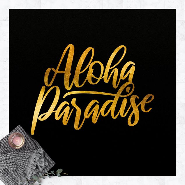 udendørs gulvtæppe Gold - Aloha Paradise On Black