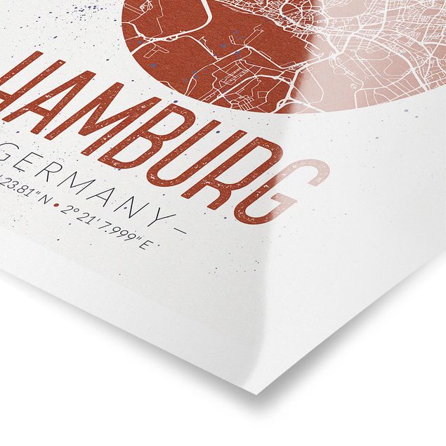 Billeder sort og hvid Hamburg City Map - Retro