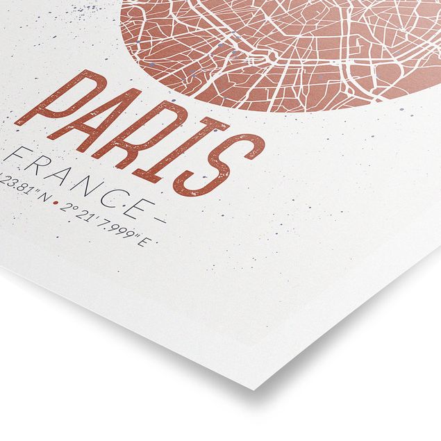 Plakater verdenskort City Map Paris - Retro