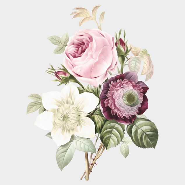 Wallstickers blomster Vintage Illustration Bouquet XXL