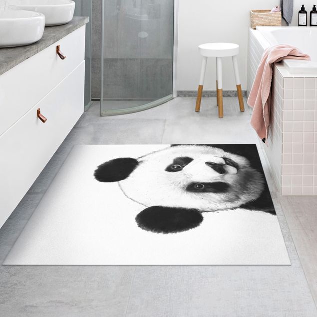 moderne gulvtæppe Illustration Panda Black and White Drawing