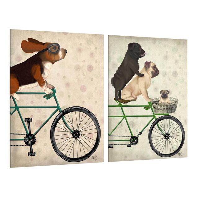 Billeder hunde Cycling - Basset And Pugs Set I