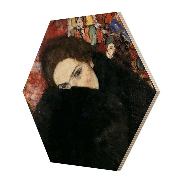 Sekskantede billeder Gustav Klimt - Lady With A Muff