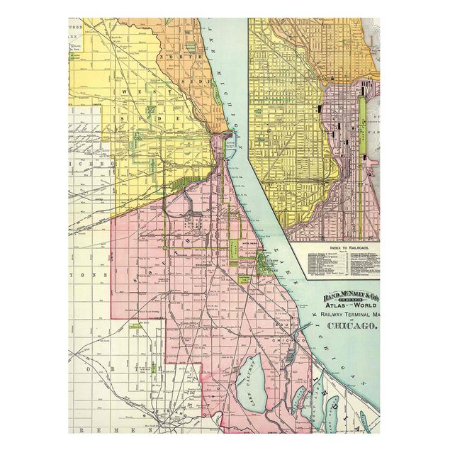 Magnettavler verdenskort Vintage Map Chicago