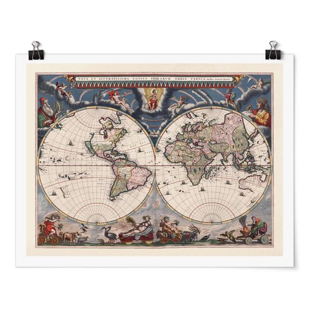 Billeder verdenskort Historic World Map Nova Et Accuratissima Of 1664