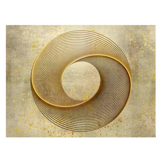 Billeder kunsttryk Line Art Circling Spirale Gold
