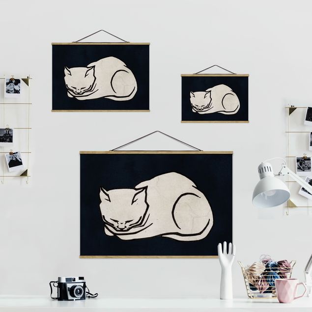 Billeder sort og hvid Sleeping Cat Illustration