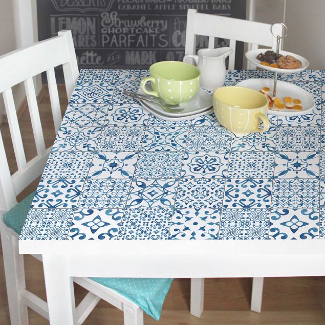 Møbelfolier mønstre Patterned Tiles Blue White