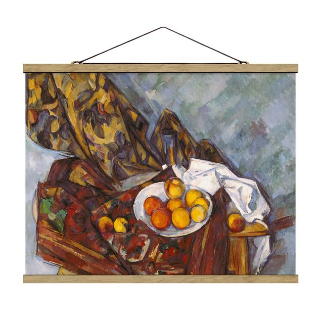 Kunst stilarter Paul Cézanne - Still Life, Flower Curtain, And Fruits