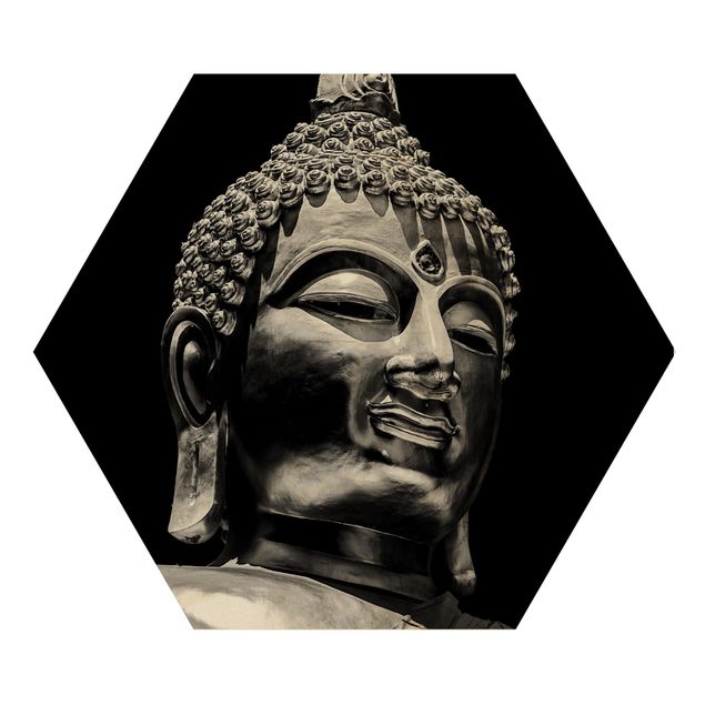 Billeder sort og hvid Buddha Statue Face