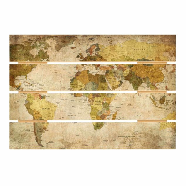 Prints på træ World map