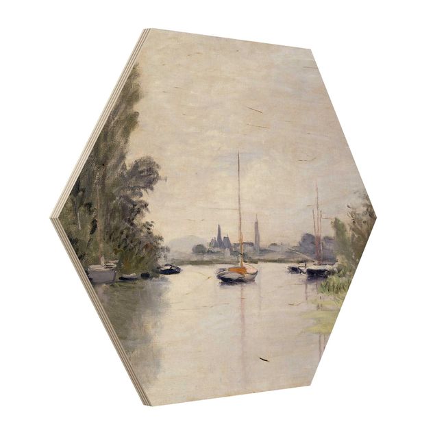 Prints på træ landskaber Claude Monet - Argenteuil Seen From The Small Arm Of The Seine