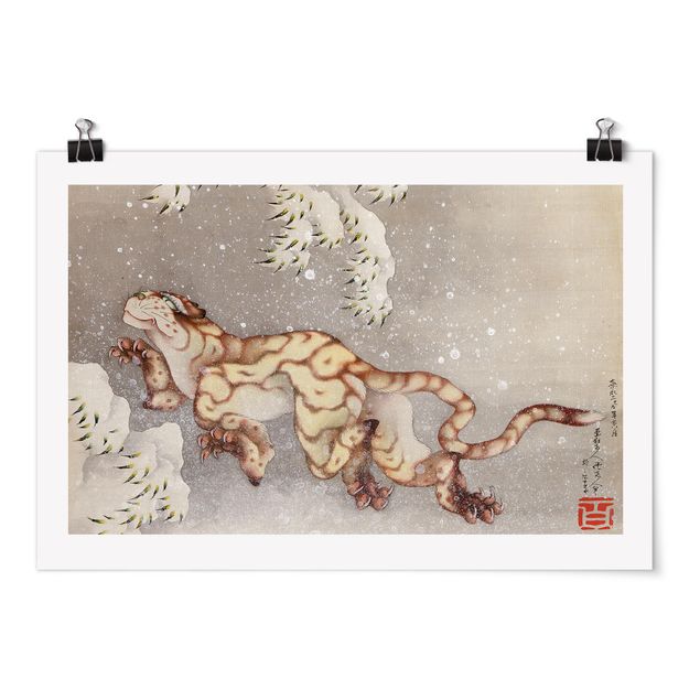 Plakater kunsttryk Katsushika Hokusai - Tiger in a Snowstorm