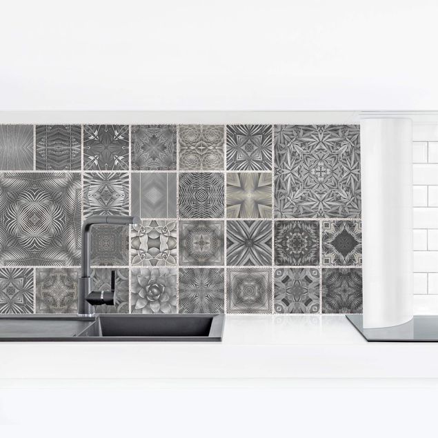 Stænkplader fliselook Grey Jungle Tiles With Silver Shimmer