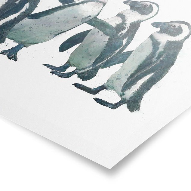 Billeder sort og hvid Illustration Penguins Black And White Watercolour