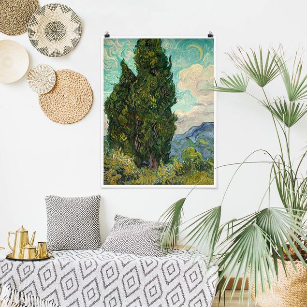 Kunst stilarter pointillisme Vincent van Gogh - Cypresses