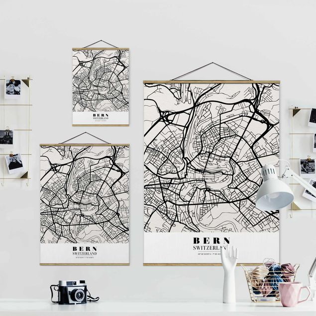 Billeder sort og hvid Bern City Map - Classical