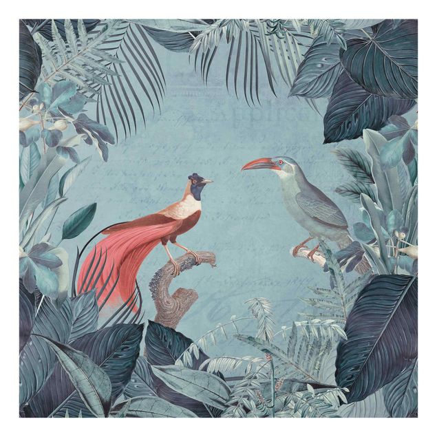 Billeder Andrea Haase Blue Gray Paradise With Tropical Birds