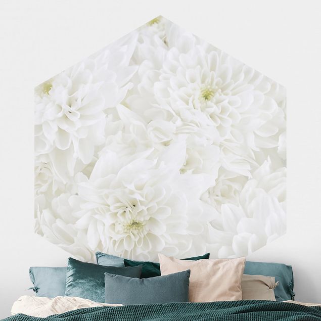 Blomster tapet Dahlia Sea Of Flowers White