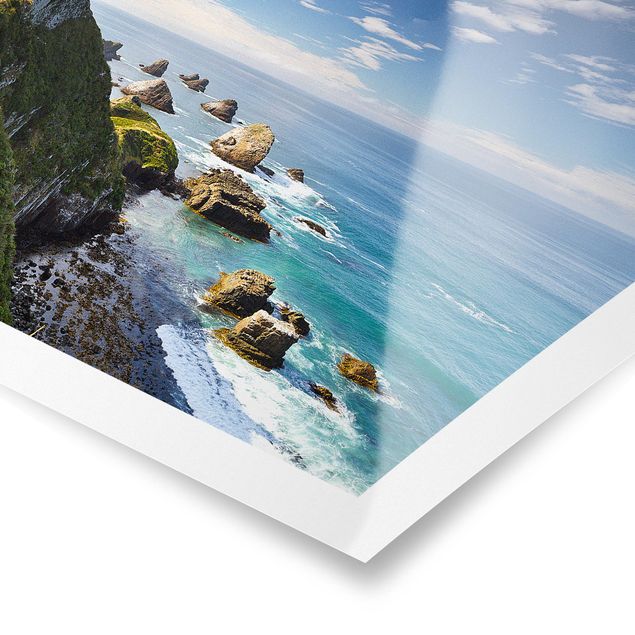 Plakater landskaber Nugget Point Lighthouse And Sea New Zealand