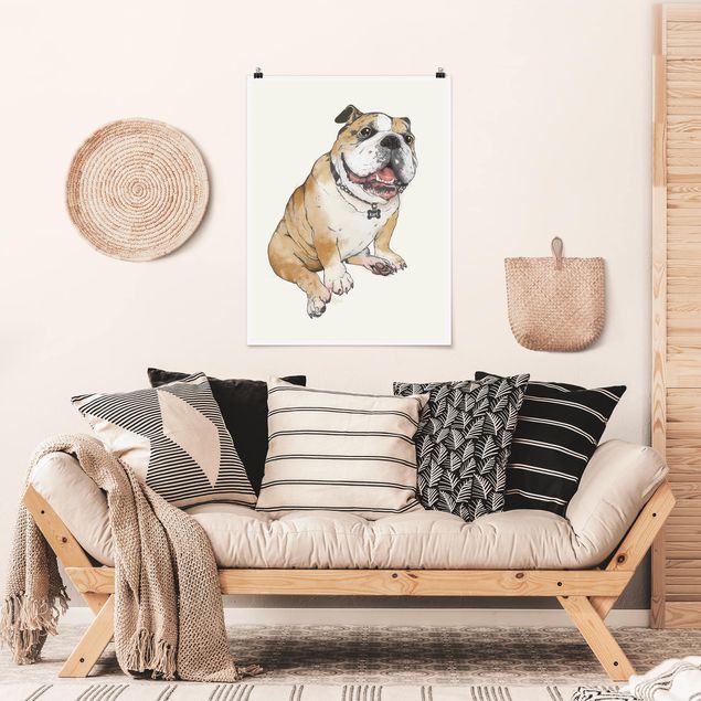 Plakater kunsttryk Illustration Dog Bulldog Painting