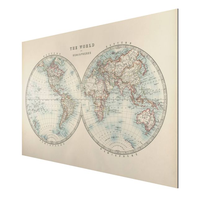 Billeder ordsprog Vintage World Map The Two Hemispheres