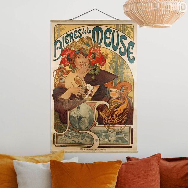 Kunst stilarter art deco Alfons Mucha - Poster For La Meuse Beer