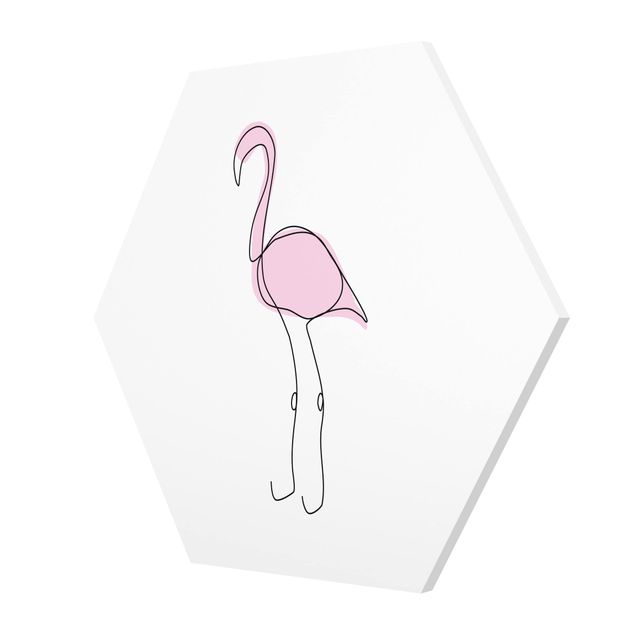 Sekskantede billeder Flamingo Line Art