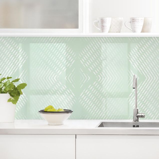 køkken dekorationer Rhombic Pattern With Stripes In Mint Colour