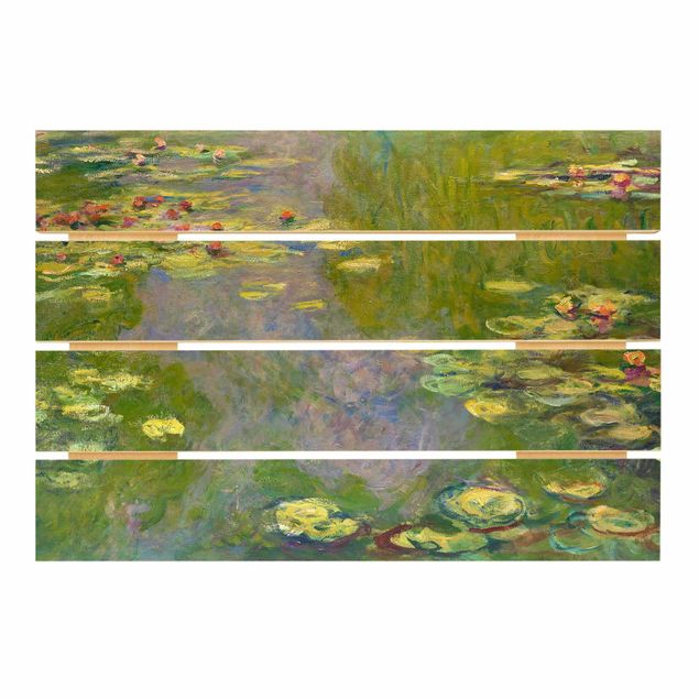 Prints på træ blomster Claude Monet - Green Waterlilies