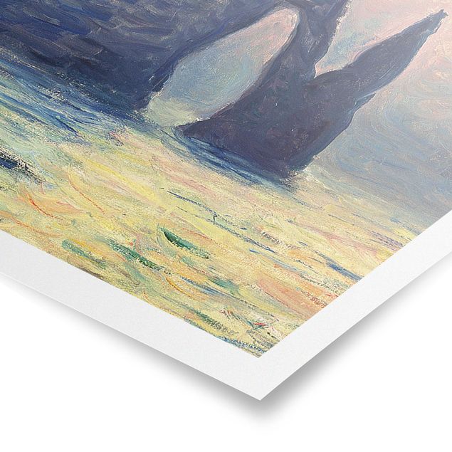 Billeder strande Claude Monet - The Cliff, Étretat, Sunset