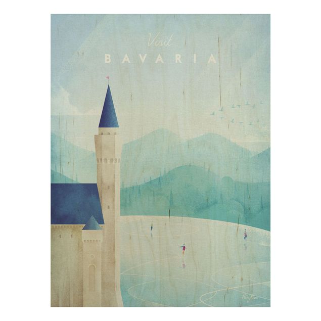Prints på træ vintage Travel Poster - Bavaria